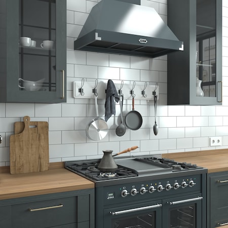 Flash Furniture Daly Wall Mounted 34 Inch Solid White Pine Wood Storage Rack w/7 Hooks HGWA-SCR-7-SLDWHT-GG